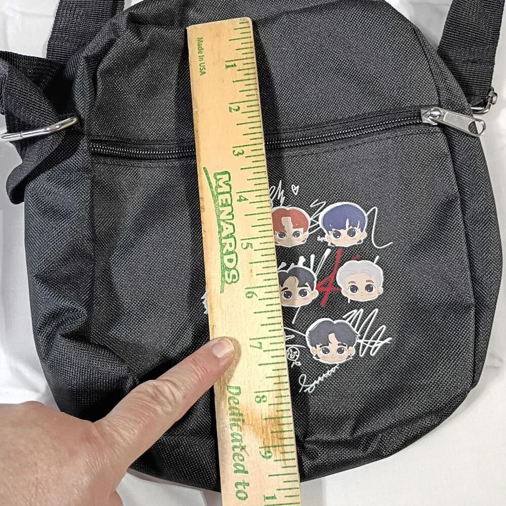 K-pop Merch Stray Kids Merch Crossbody Bag Black Nylon Adjustable